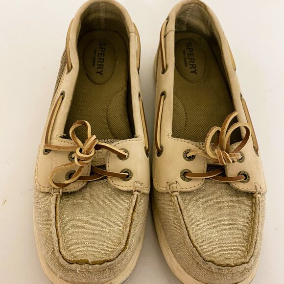Sperry Top-Sider Angelfish Boat Shoes Slip-on Women's 6.5M Beige Gold Metallic - Picture 1 of 8